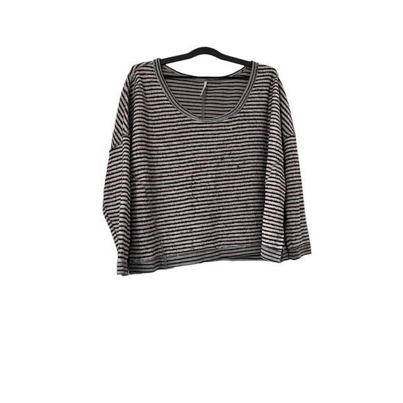 FREE PEOPLE little ann boxy striped oversized boho sweater small comfy‎ soft XS - Picture 2 of 9